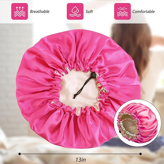 Satin Silk Bonnet for Curly Hair Bonnet Braid Bonnet for Sleeping Bonnets for Women Large Double-Layer Adjustable