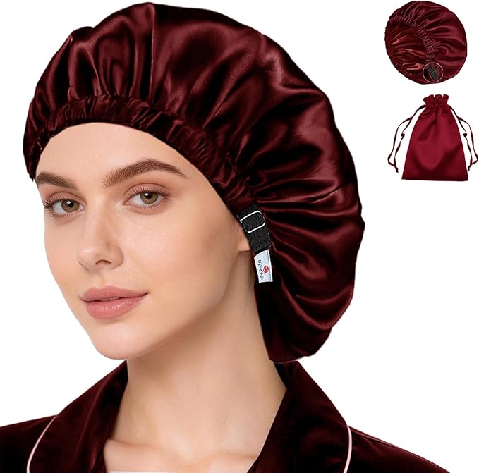 Satin Bonnet 2Pcs Silk Bonnet Hair Bonnets For Sleeping Silky Soft Sleep Cap Womens Night Curly Natural Hair Caps