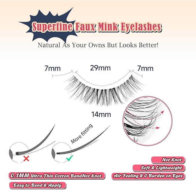 Siligli Eyelashes Natural False Lashes 14mm Eye Lashes with Thin Band 3D Volume Fake Eyelashes C Curl Wispy Lashes Natural Look 7 Pair