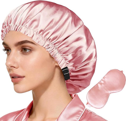2Pcs Hair Bonnets For Sleeping Satin Bonnet Silk Bonnets For Women Silky Night Caps Womens Curly Hair Sleep Cap