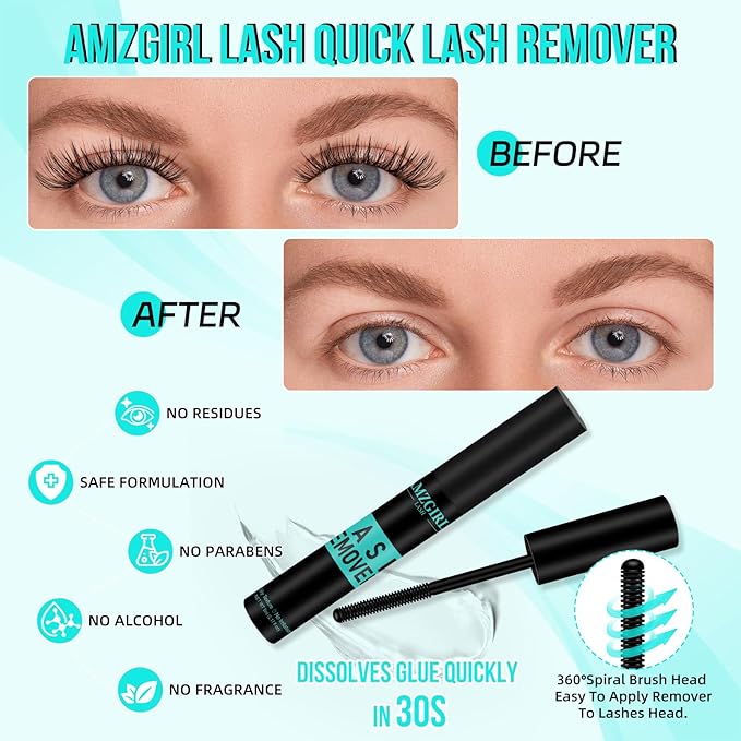 Lash Bond and Seal and Remover Waterproof Lash Cluster Glue Remover for Cluster Lashes Diy Eyelash Extensions Glue Strong Hold 72H+ Oil Lashes Remover Fast Remove Residue(Bond&Seal Remover)