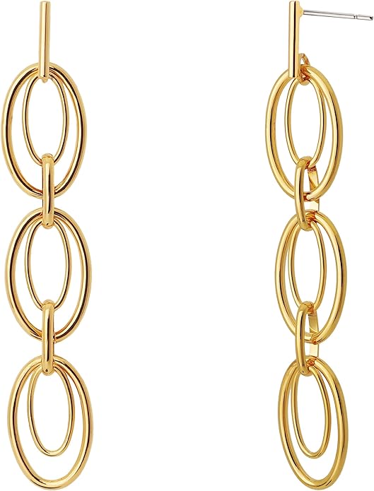 OZEL 14K Gold & Silver Plated Paperclip Chain Earrings with Cubic Zirconia – Dangle, Hoop, Huggie, Stud Styles – Women’s Fashion Jewelry Gift