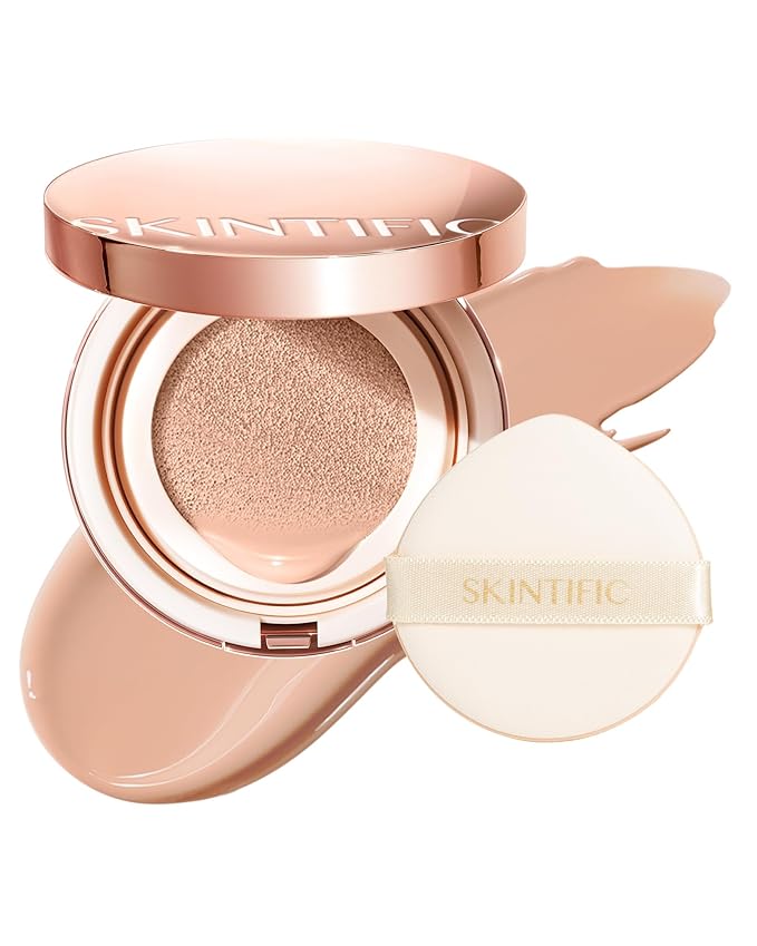 Full Coverage Cushion Foundation #22C Peach Beige| Satin Glow Finish, Oil-Control & Waterproof, Buildable Tattoo Cover Cushion for All Skin Types