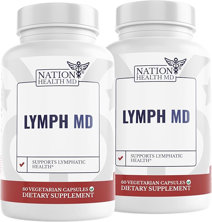 NATION HEALTH MD Lymph MD - Lymphatic Drainage Supplement - with Bromelain, Echinacea, Burdock Root, Dandelion, Rutin, Kelp & More - Lymph System Support for Women & Men - 120 Capsules