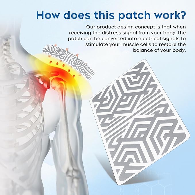 YOAPA Reusable Pain Patch, for Sore Muscle Relief - Pain Relief Patches for Back, Foot, Knee, Neck & More, Easy Adhesive Application, Fast Acting - Includes 1 Patch, 3 Adhesives&1 Carry Case-006