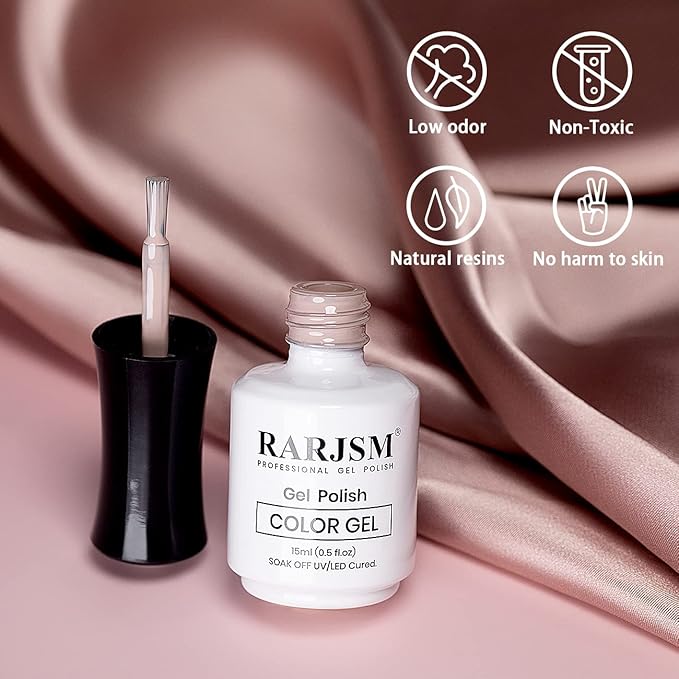 RARJSM Nude Gel Polish Dusty Gray Mavue Skin Tone Milky Gel Nail Polish Opaque 15ml Neutral Dark Purple Winter Colors Soak Off UV LED Cured Nail GelPolish for Nail Art French Manicure Salon DIY Home