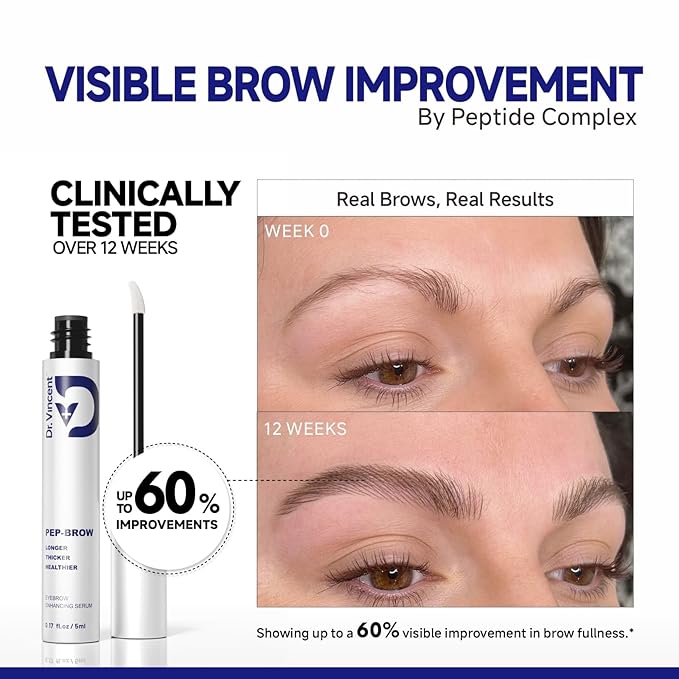 Dr Vincent Eyebrow Growth Serum with Biotin Peptides, 2.3× Absorption Advanced Formula for Naturally Fuller, Thicker, Stronger Brows, Vegan Cruelty-Free, 0.17 Fl Oz (5mL)