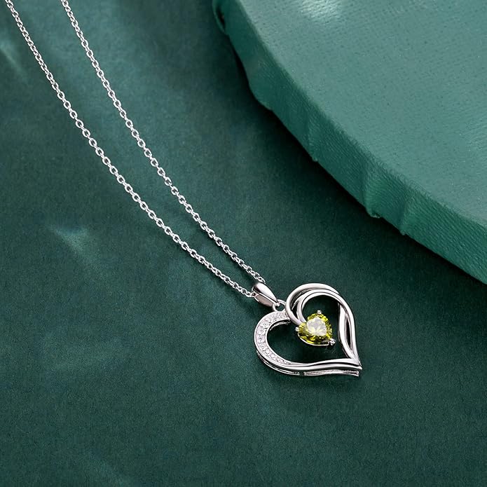 AM ANNIS MUNN 925 Sterling Silver Heart Necklace for Women Birthstone Necklace Silver Jewelry for Womens Jewelry Gifts for Women Her Mom