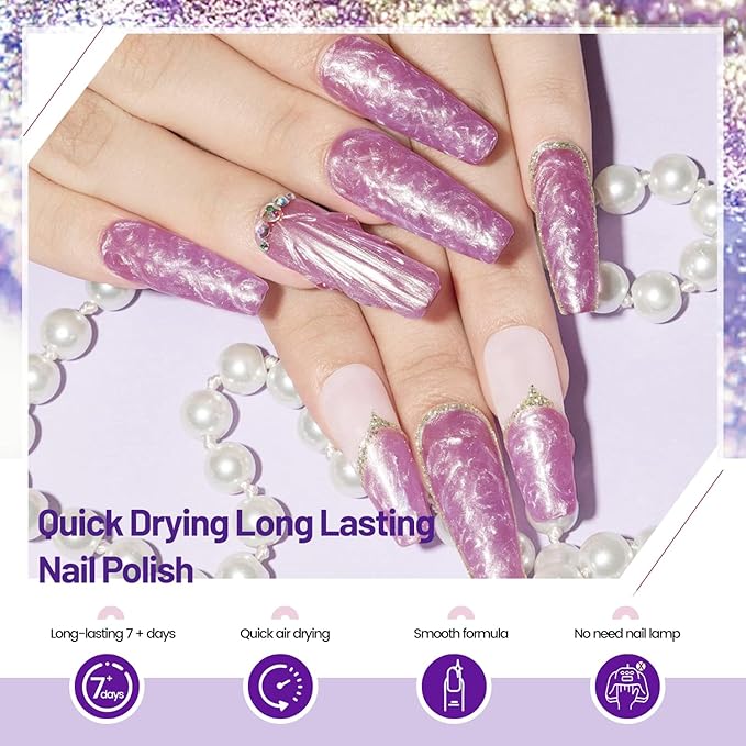 OpenLive 10ml 6 Colors Nail Polish Set Dark Green Pink Glitter Deep Blue Series Nail Polish Gifts for Women
