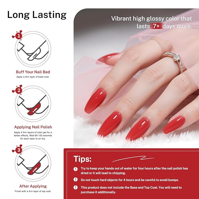 OpenLive 16.5ml Red Nail Polish Large Volume Quick Drying Nail Polish, Fast Drying and Long Lasting Color Nail Art DIY Home Manicure Gift for Women