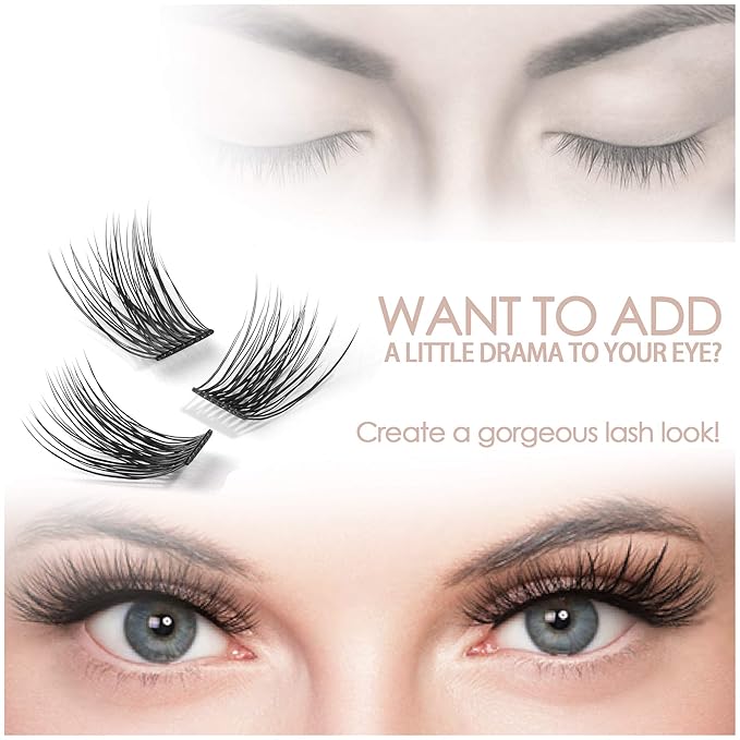 DIY Eyelash Extension, 3D Effect Glue Bonded Band Individual Lash 12 Clusters Volume Lashes Set, Home Eyelash Extension, C curl Lashes Pack (14MM)