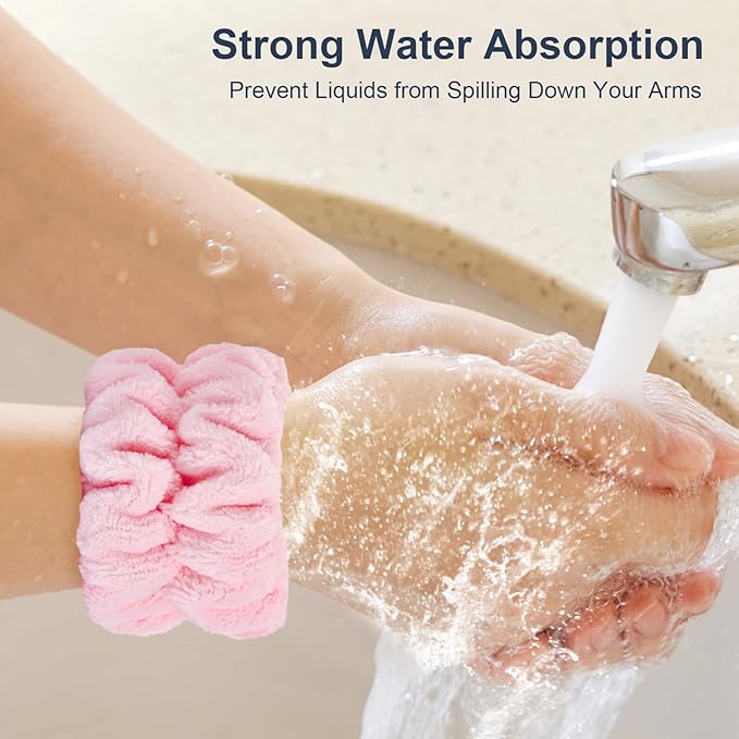 Dorbetar 4 Pcs Wrist Bands for Washing Face, Microfiber Wrist Towels for Washing Face, Spa Wristbands for Washing Face, Face Wash Wristbands, Arm Bands for Washing Face for Woman and Children