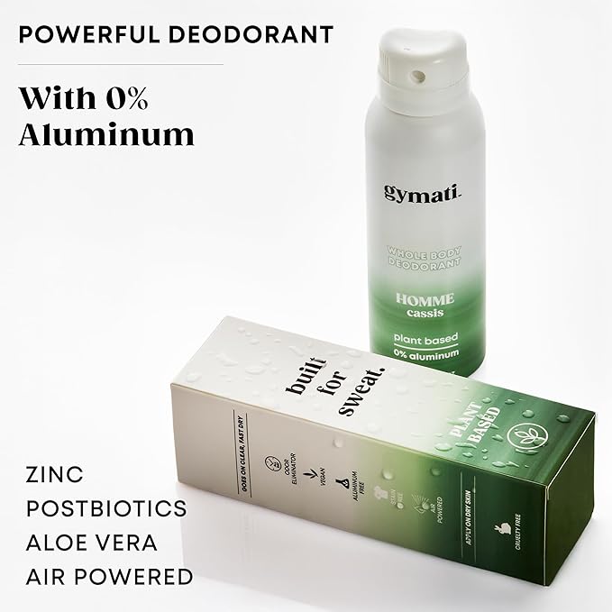 Gymati Natural Deodorant Body Spray Aluminum Free - Men & Unisex - Pack of 2