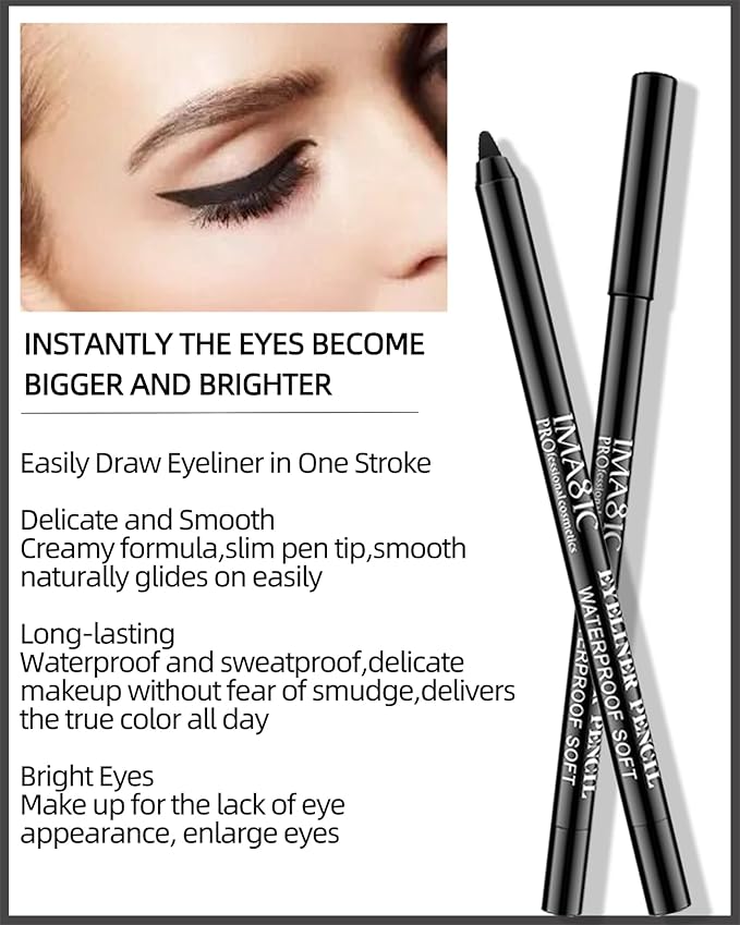 1 Pcs Matte Black Waterproof Smudge-proof Gel Eyeliner Pencil, Fade-Proof Cream Eye Liner Pencil Smooth Water Line Pen,Cat Eye/Smoky Eye Makeup Pen with Sharpener,Gift for Older Women Teens