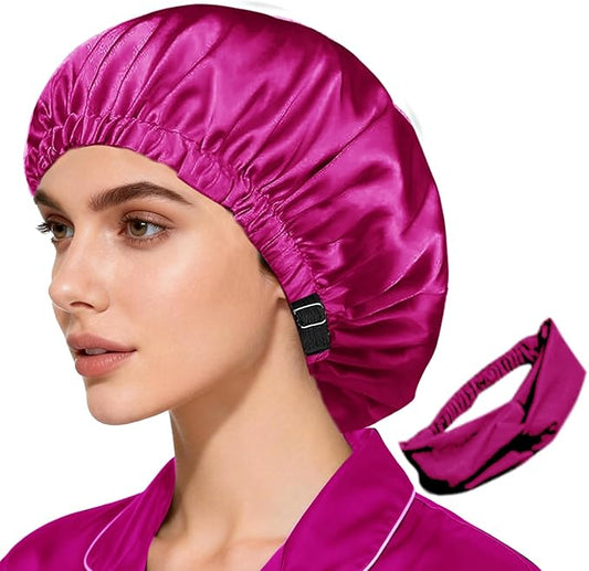 2Pcs Satin Bonnet Silky Bonnets Hair Bonnet For Sleeping Double Layer Curly Hair Sleep Cap Womens Silk Night Hats