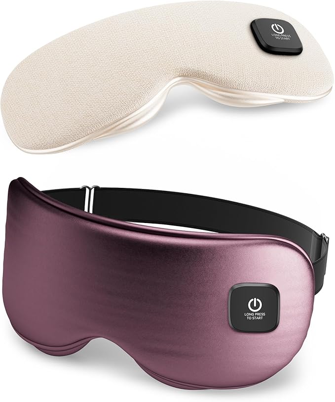 Azang Heated Eye Mask - Cordless Eye Mask for Dry Eyes, Eye Relief, Improved Sleep, Washable Eye Heating pad for Travel and with Replaceable Shell (Purple)