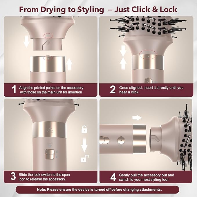 Mythsight StyleVibe 6-in-1 Air Styler, Hair Dryer & Blow Dryer Brush with Travel Case - Auto Wrap Curls (L/R), Fast Drying, Thermal Round Brush for Smooth Blowouts & Frizz-Free Volume, No Heat Damage