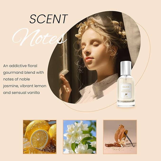 Mxvbaty Hair Perfume for Women Vanilla Pheromone, Hair & Body Shine Spray Nourishing and Hydrating Mist Fragrance, Eau Parfum Long Lasting & Add Shine Portable, Light Perfume, 30 ml