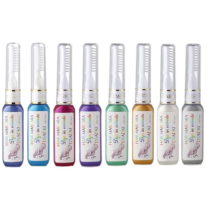 DSADKI Temporary Hair Color Mascara Washable Hair Dye Stick Non-toxic Instant Hair Chalk Dye for Girls Women (8PCS MULTI)
