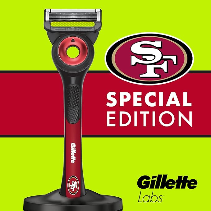 Gillette Labs Special NFL 49ers Edition Shaving Razor for Men - 1 Handle, 1 Razor Blade Refill, Perfect for Game Day Grooming, GilletteLabs with Exfoliating Bar