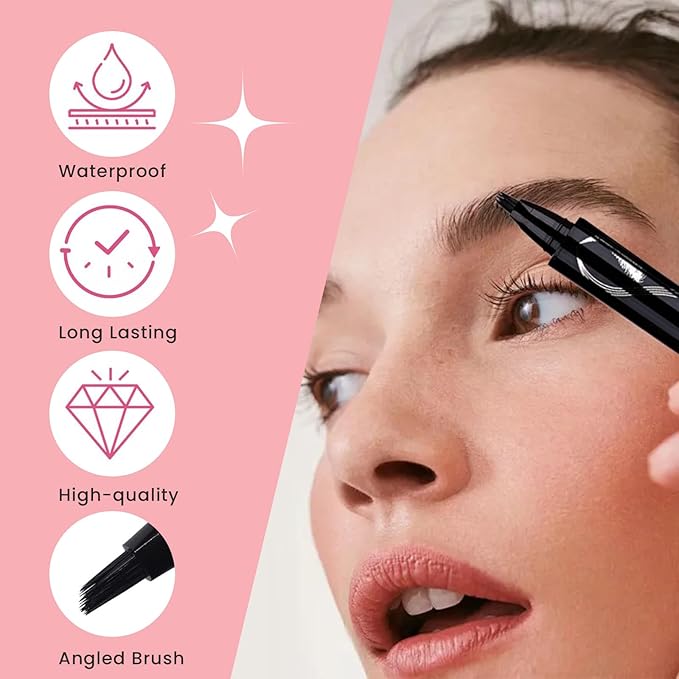 Eyebrow Pen, 3D Multi-Forked Eyebrow Pencils for Women, Waterproof Liquid Brow Pencil with Angled Brow Brush for Hair-Like Strokes, 24hrs Long Lasting Quick Dry Touch-Up Eyebrow Pen, Easy to Use- #03