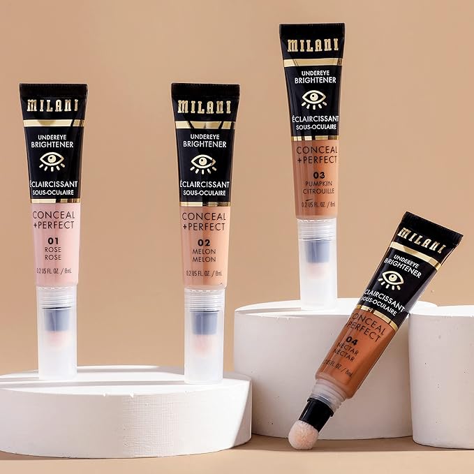 Milani Conceal + Perfect Undereye Brightener for Treating Dark Circles, Face Lift Collection - Melon