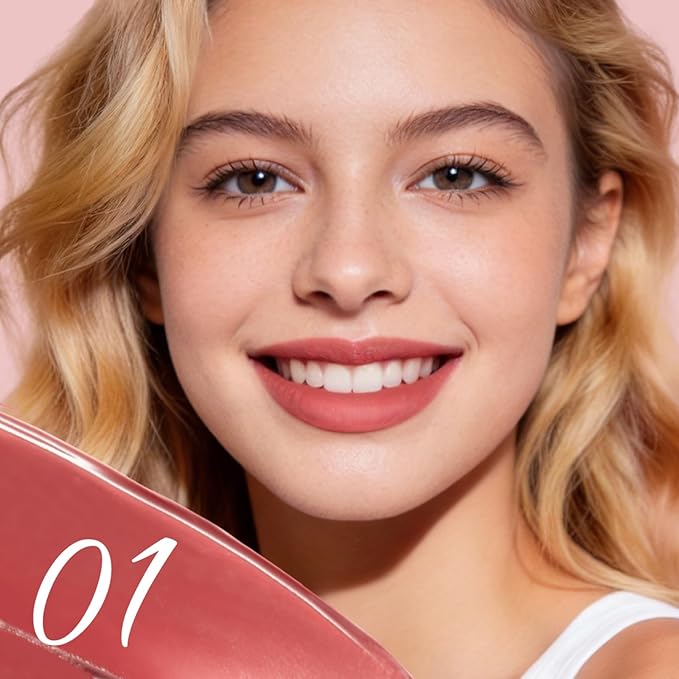 CARSLAN Stay Locked Lip Tint, Quick-Dry Long Lasting Transfer Proof Matte Lip Stain, Moisturizing Glow-Boosting Lightweight Lipstick (01)