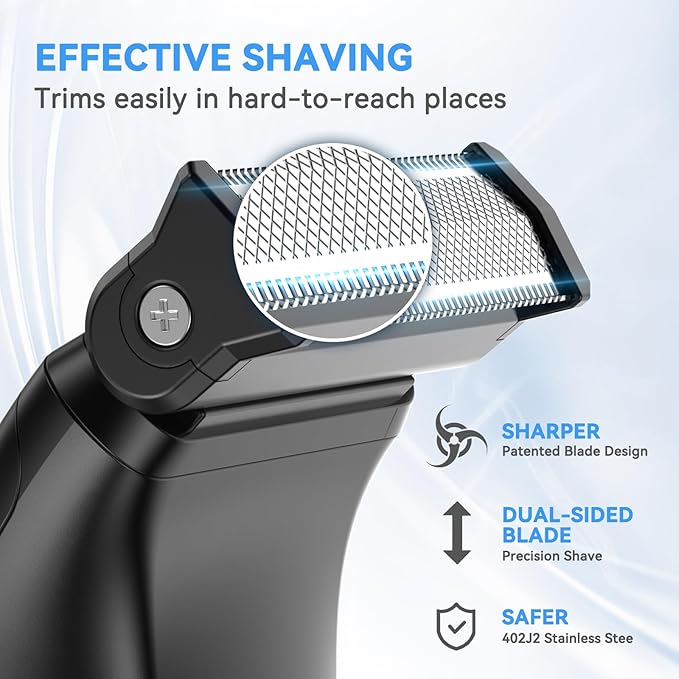 Manscape Body Hair Trimmer for Men - 3-in-1 Electric Shaver, IPX6 Waterproof Wet/Dry Groomer Kit for Chest, Underarms, Pubic & Legs, with USB Recharge Razor