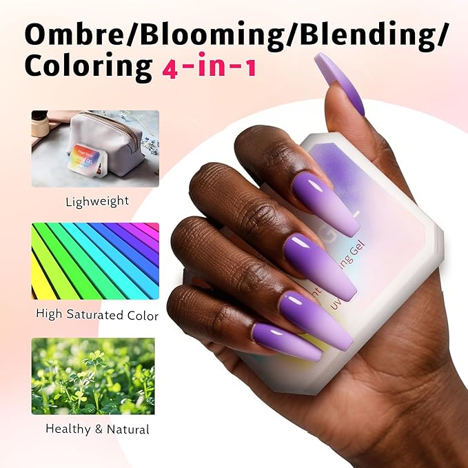 Karroy Christmas Gel Polish, 9 Colors Ombre Patting Gel Nail Polish Palette, 100 Sponges 6 Brushes 1Grabber, Blending Color Gradient Painting Nails Art, No Wipe, UV/LED Cured (Set 09)