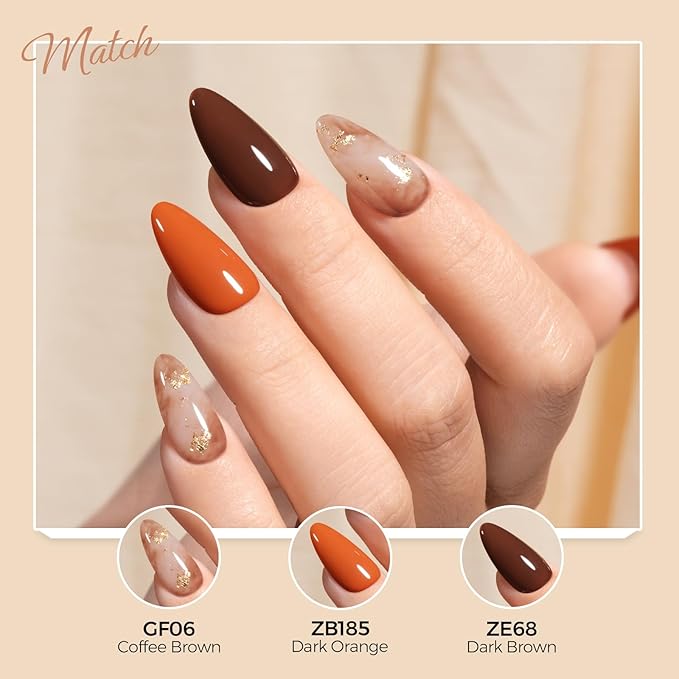 TOMICCA Gel Nail Polish, Dark Orange Gel Polish Autumn Winter, Long Lasting, High Gloss, Soak Off UV LED Nail Polish for DIY Home Salon Manicure Nail Art