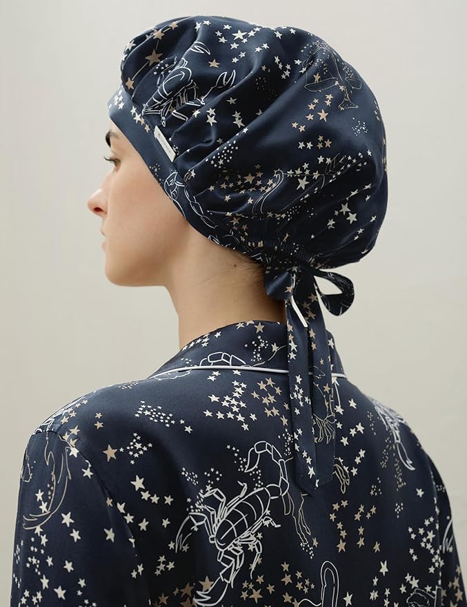 LilySilk 100% Mulberry Silk Bonnet Silk Night Sleep Cap Adjustable Hair Wrap for Sleeping Scorpio