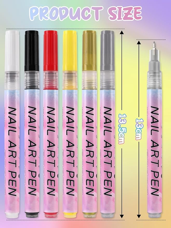 EBANKU 0.5MM Nail Art Pens Quick-Drying, 3D Nail Polish Pen Acrylic Markers Pens Painting Pen Nail Point Dotting Liner Pen Tools for DIY Home Salon Nail(1Pc Silver)