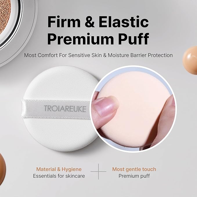 TROIAREUKE A+ Cushion Foundation (Shade 21) I Natural Coverage Foundation Makeup, Moisturizing Finish for Sensitive, Oily, Combination Skin, Skin Care Cushion I Korean Aesthetic Makeup