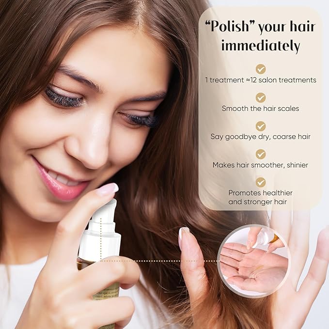 GREEONIL Argan, Coconut, and Olive Oil Nourishing Hair Treatment with Vitamin E for Frizz Control, Add Shine,Nourishing Hair Oil for Split Ends Hair Treatment, 4 Pack