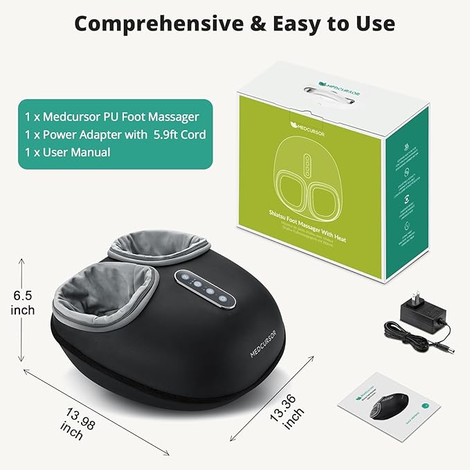 Medcursor Foot Massager Machine with Heat, Feet Massage Delivers Relief for Tired Muscles & Plantar, Deep Kneading Therapy, Multi-Level Settings for Home, Office Use, Size up to 13"