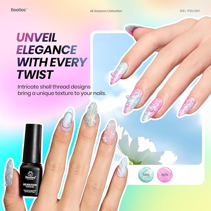 Beetles Gel Nail Polish Set - 53 Pcs 48 Colors Cat Eye Gel Nail Polish Pink Jelly Nude Red Green Blue Glitter Shell Shread Salon DIY Home UV LED Valentines Gifts for Women Vivid Moments