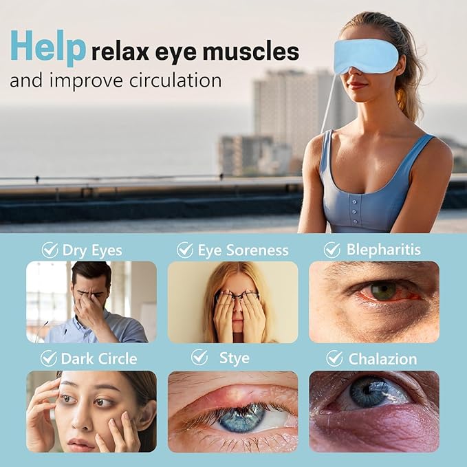 Aurya Heated Eye Mask for Dry Eyes, Warm Eye Compress Mask with Temp & Timer Setting, Eye Heating Pad for Blepharitis, MGD, Migraine, Stye, Chalazion Alleviation, Medium (8.85×3.35 in)