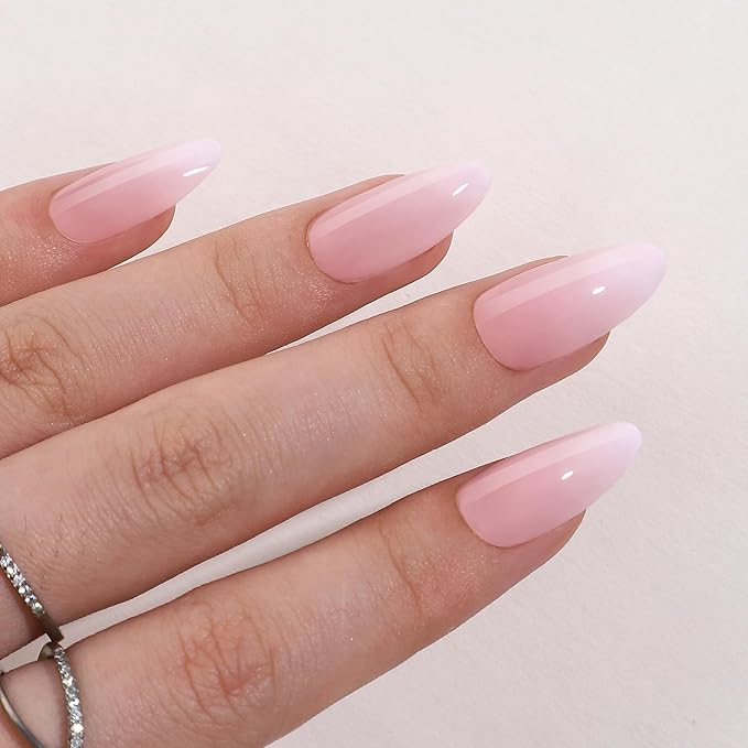 RPNZL Press On Nails - Peony | Ombre French Tip, Long UV Finish Almond Nails, Salon Quality | 32 Nails, 16 Sizes Kit with Glue and Adhesive Tabs I Female Founded