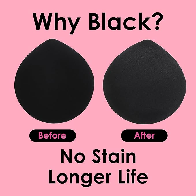 5Pcs Makeup Sponge Latex-Free Soft Blender Sponge Perfect for Liquid Foundation Concealer Cream Powder, Beauty Sponge Gift Set for Long-lasting and Natural Makeup, Black, Medium