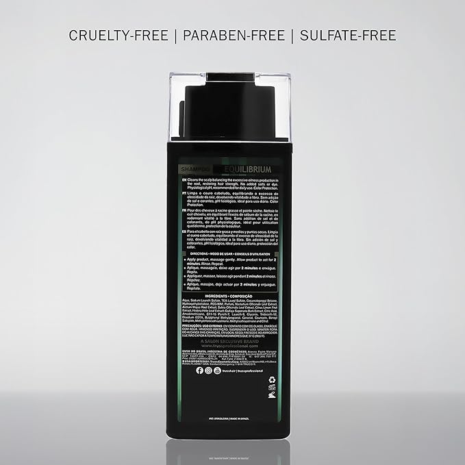 TRUSS Equilibrium Shampoo for Oily Hair - Itchy Scalp Treatment for Color-Treated Hair - Helps Balance Oily Scalp & Dry Ends - Hydrating & Cleansing Formula - Salt & Dye-Free (10.14 oz)