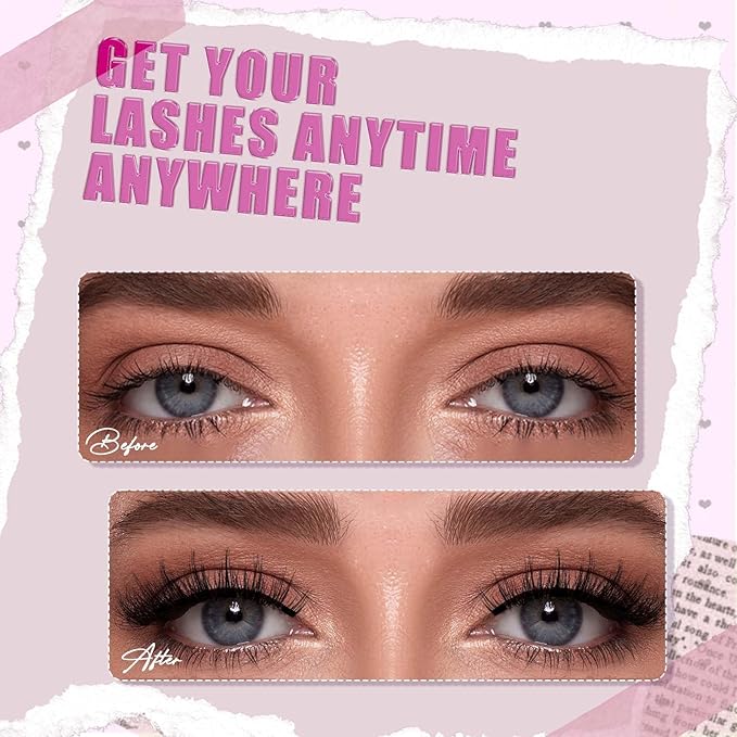 FADLASH Magnetic Eyelashes Natural Look Magnetic Lashes with Applicator Reusable Wispy Magnetic Eyelashes No Glue Needed False Eyelash 2 Pair