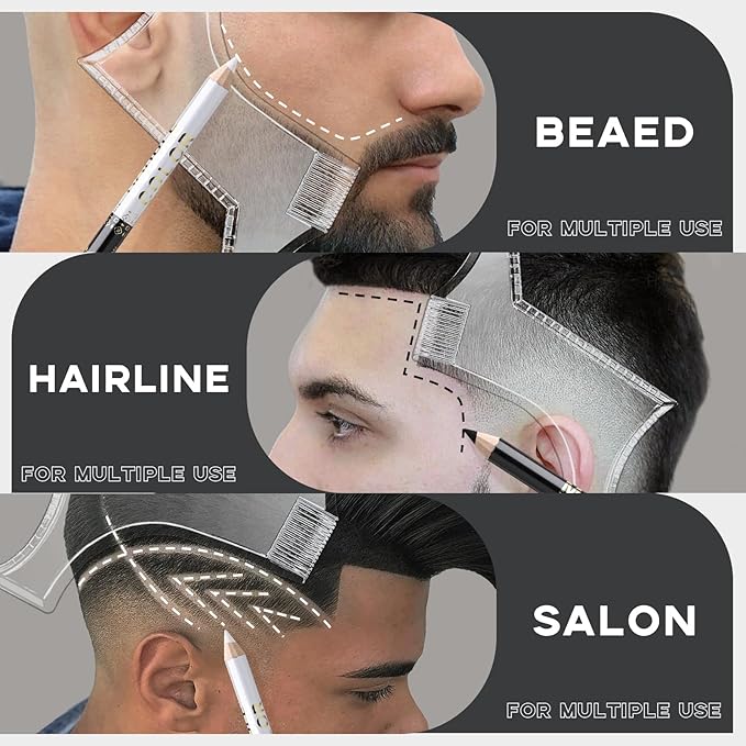Noerrors Barber Pencil for Lineup Magic Hairline Enhancement Beard Guide Shaping Pencils for Design Razor Trace Black White Barber Chalk Pencils Set with Sharpener Ruler Brush for Men