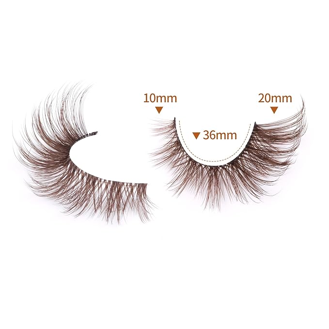 Brown Eyelashes Fairy Lashes Cat Eye Wispy False Eyelashes Strip Lashes Mink Flutter Strip Lashes Brown Fox Eye Long Volume Fake Eyelashes 7 Pairs ALICROWN
