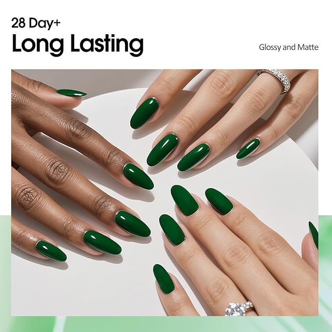 VENALISA Emerald Green Gel Nail Polish, 1 Pcs Dark Green Gel Polish Color High Gloss Soak Off U V Nail Manicure Salon and DIY at Home Gifts for Women