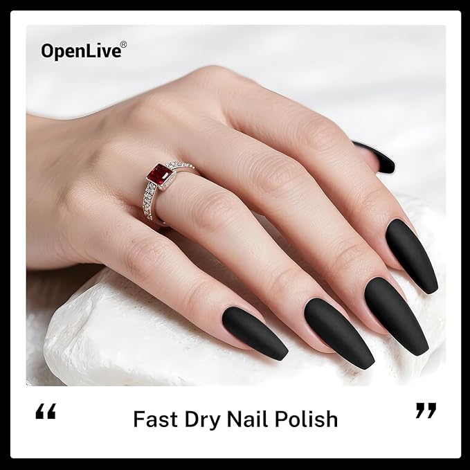 OpenLive 16.5ml Black Nail Polish Large Volume Quick Drying Nail Polish, Fast Drying and Long Lasting Color Nail Art DIY Home Manicure Gift for Women