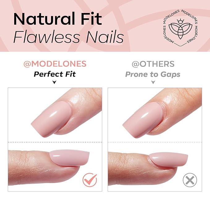 Modelones Pink Ombre Press on Nails Almond, Valentine's Day Chrome Short Almond Fake Nails, Nail Kit with Nail Glue Adhesive Tabs Mini Nail File, Nails Press Ons 32Pcs16 Sizes, Women Girl Gift