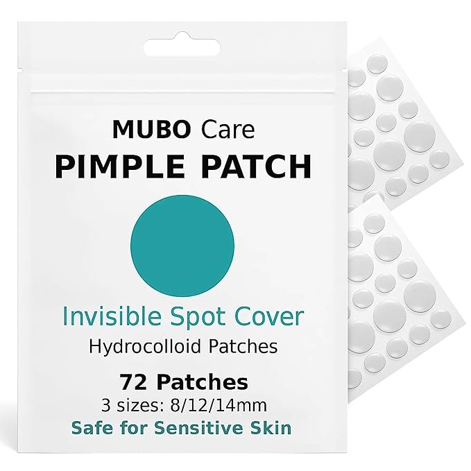 Mubo Care Pimple Patch – Hydrocolloid Acne Dots for Face, Invisible and Waterproof Blemish Spot Treatment – Fast Healing Pimple Stickers for All Skin Types (72 Count (Pack of 1))