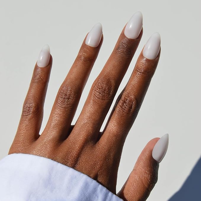 Glamnetic Press On Nails - Milky White | Short Almond White Fake Nails, Salon Quality Milky Nails | 15 Sizes - 30 Nail Kit with Glue
