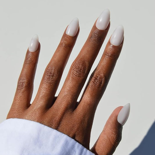 Glamnetic Press On Nails - Milky White | Short Almond White Fake Nails, Salon Quality Milky Nails | 15 Sizes - 30 Nail Kit with Glue