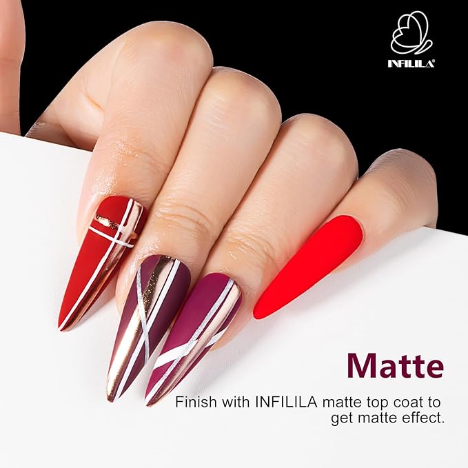 NXJ INFILILA Burgundy Gel Polish, Hema Free Cherry Red Gel Nail Polish, One-Stroke Coloring Deep Color High Gloss Soak Off UV Manicure Salon DIY for Girls SQ183